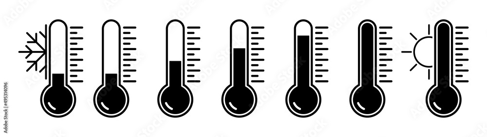 Temperature icon. Weather symbol. Cold and warm weather icon set. Vector EPS 10 Temperature icon. Weather symbol. Cold and warm weather icon set. Vector EPS 10