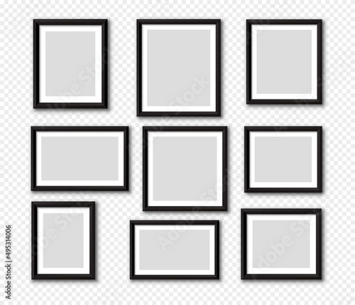 Photo or picture frame mockup set. Template for picture, painting, poster or photoVector EPS 10