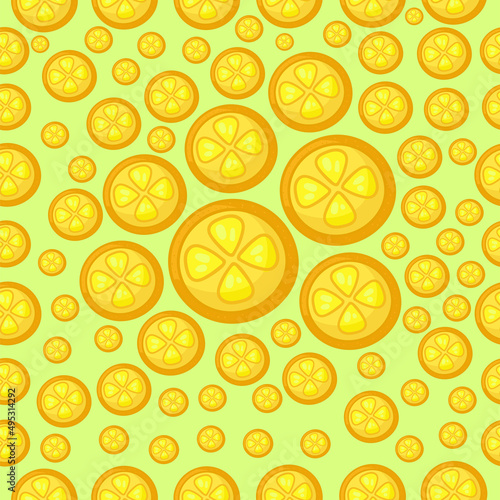 Fototapeta Naklejka Na Ścianę i Meble -  Cute refreshing seamless pattern, fruit style in vector. Delicious orange design for interior decoration, print posters, greeting cards, business banners, packaging.