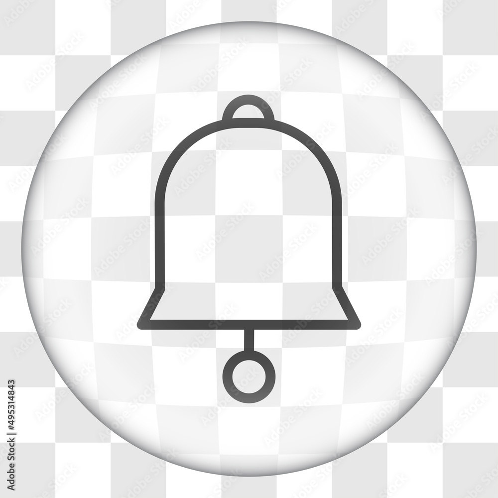 Bell simple icon vector. Flat desing. Glass button on transparent grid Bell simple icon vector. Flat desing. Glass button on transparent grid