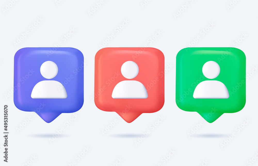 Collection minimalist user member new friend request 3d icon quick tips realistic vector illustration. Set personal. Collection minimalist user member new friend request 3d icon quick tips realistic vector illustration. Set personal.