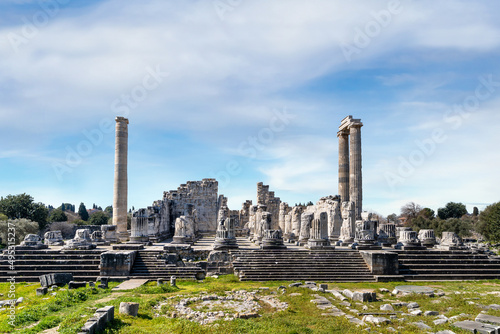 Wide angle photo of temple of apollo in didyma ancient city. Historical tourism concept. © vahit
