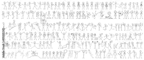 set of stick figures, different people vector