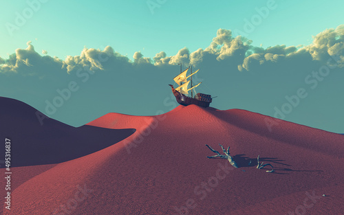 Fotografía Ship in desert
