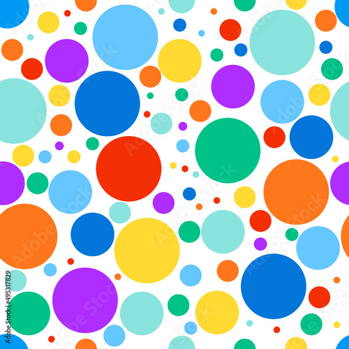Bright circles in a colorful seamless repeat pattern - Vector Illustration