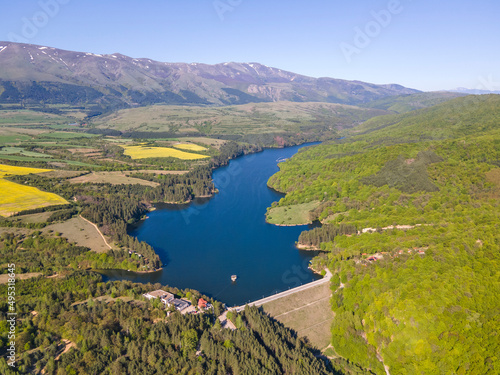 Aerial view of Dushantsi Reservoir, Bulgaria