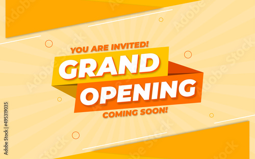 Grand opening coming sale poster, sale banner design template with 3d editable text effect