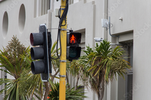 Particular traffic light at Wellington street, New Zealand.