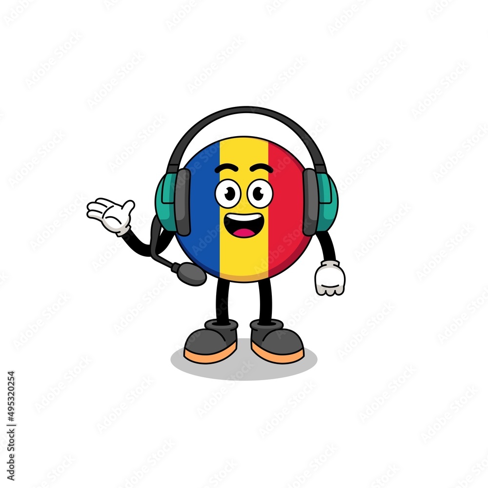 Mascot Illustration of romania flag as a customer services Mascot Illustration of romania flag as a customer services