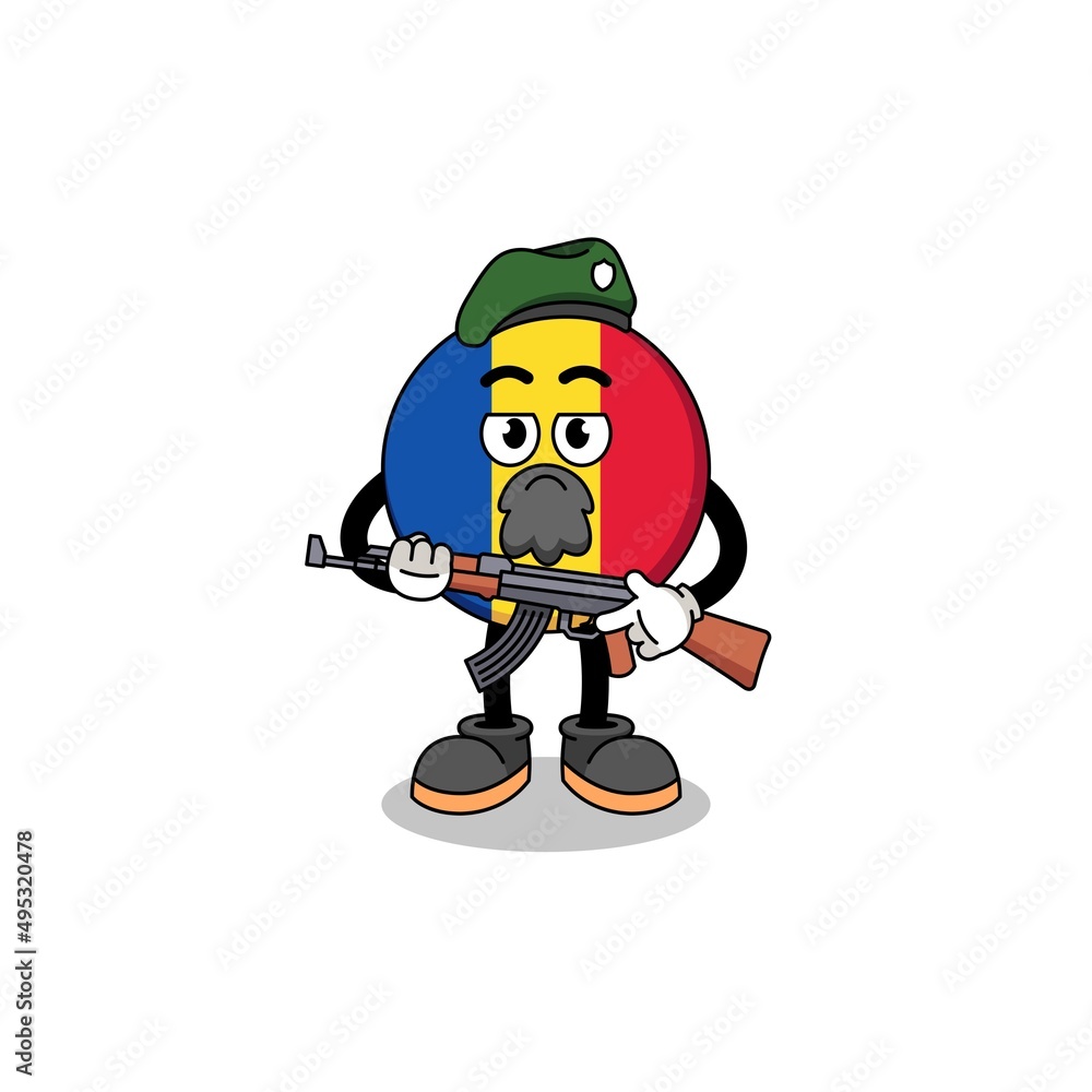 Character cartoon of romania flag as a special force