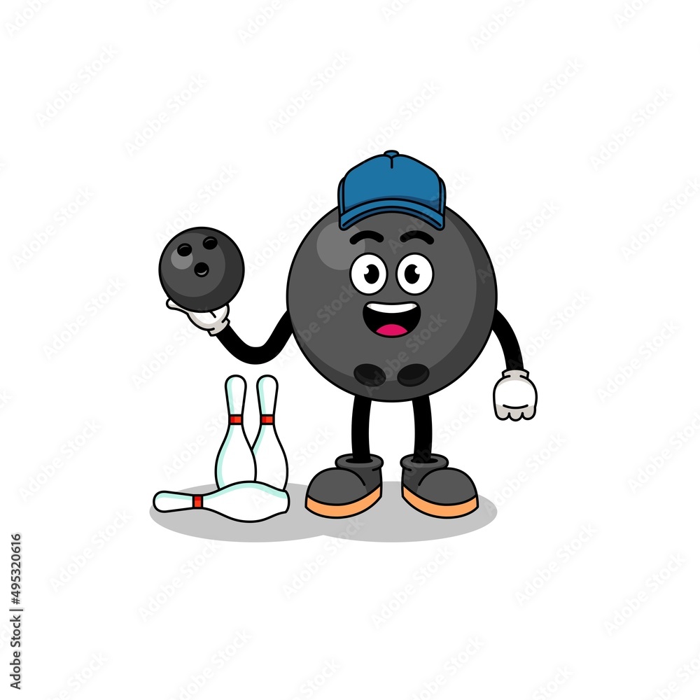 Mascot of bowling ball as a bowling player Mascot of bowling ball as a bowling player