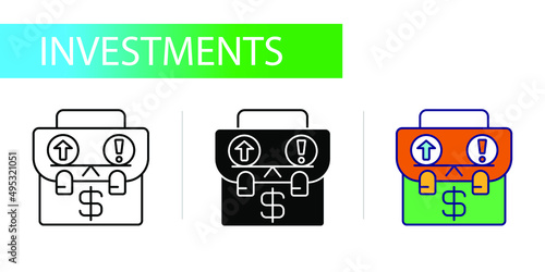 Moderate investment portfolio. Three icons set
