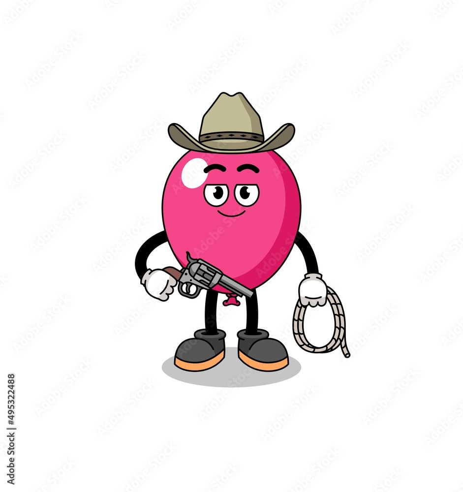 Obraz premium Character mascot of balloon as a cowboy