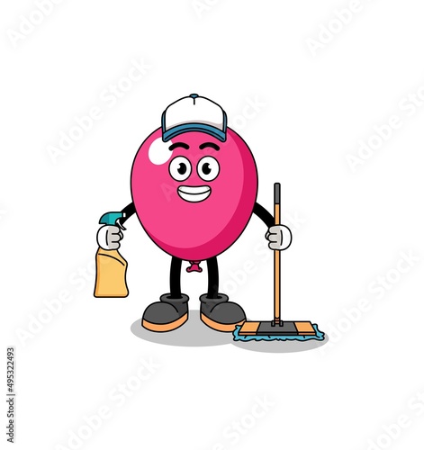 Character mascot of balloon as a cleaning services