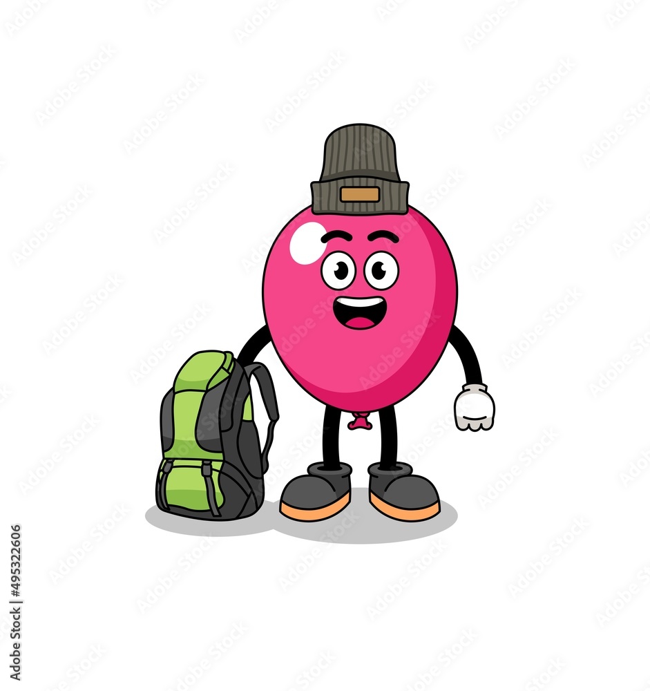 Illustration of balloon mascot as a hiker Illustration of balloon mascot as a hiker