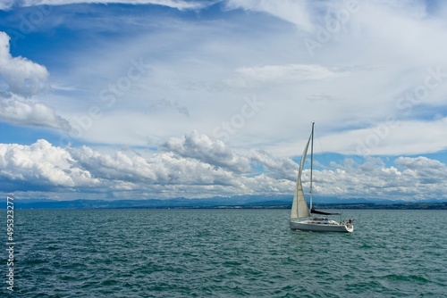 Sailing boat in summer on Lake Constance
