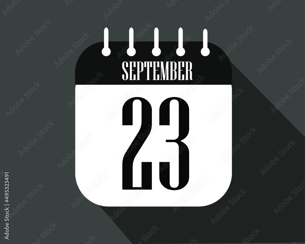 Semptember day 23. Calendar icon on a white paper with black color border on a dark background vector. Semptember day 23. Calendar icon on a white paper with black color border on a dark background vector.