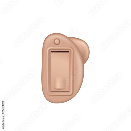 Modern medical hearing device for deafness rehabilitation. Realistic hearing aids instrument icon