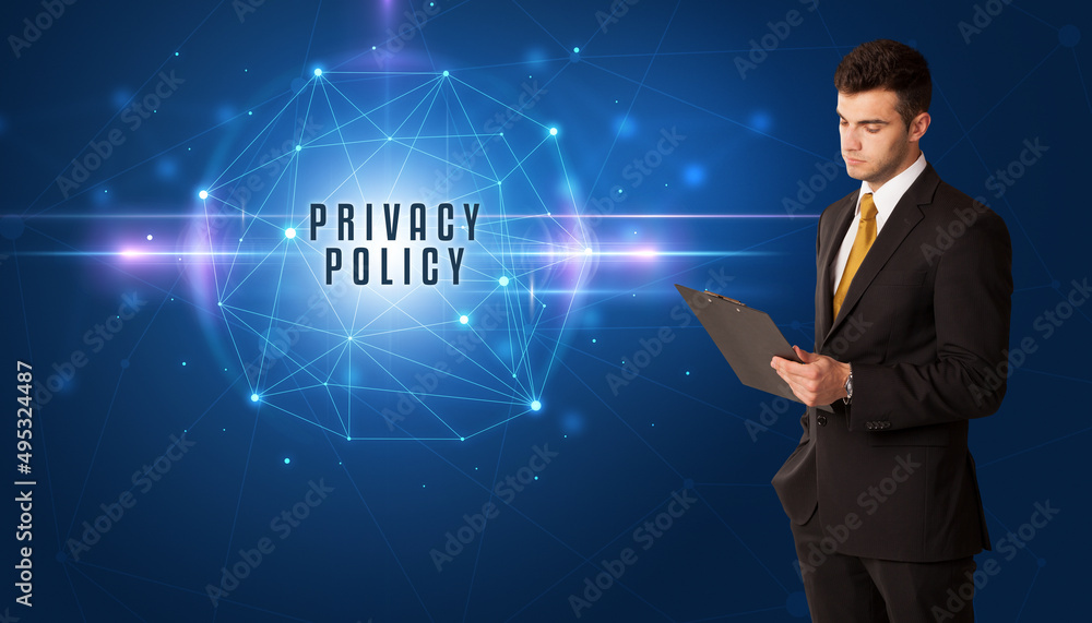 businessman thinking about security concept businessman thinking about security concept