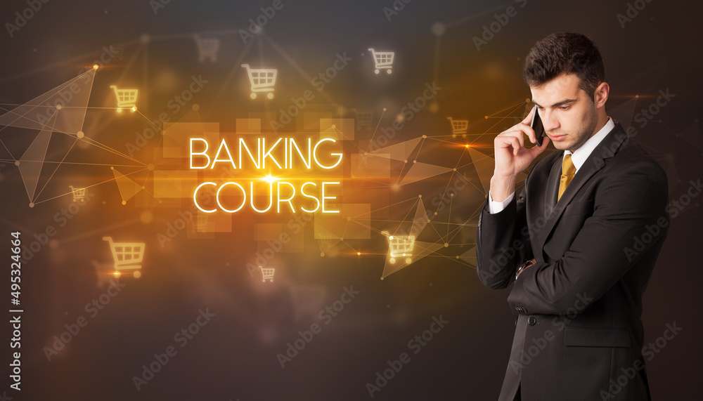 Businessman thinking about shopping concept Businessman thinking about shopping concept