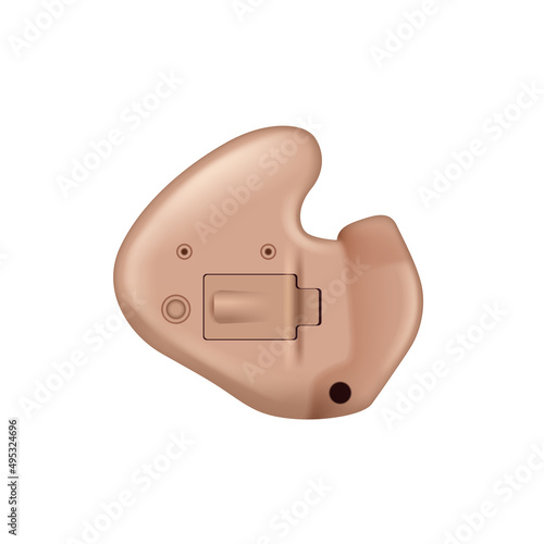 Hearing aids for loss care isolated icon template. Realistic device for audiology and audiometry