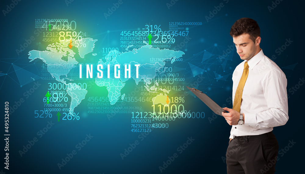 Businessman thinking about market concept Businessman thinking about market concept