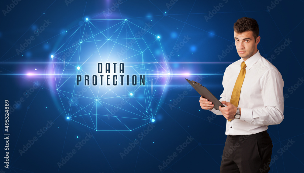 businessman thinking about security concept businessman thinking about security concept