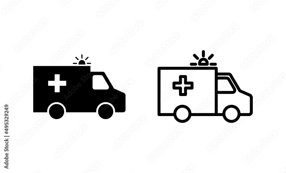 Ambulance icon vector. ambulance truck sign and symbol. ambulance car Ambulance icon vector. ambulance truck sign and symbol. ambulance car