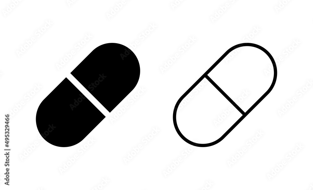 Pills icon vector. capsule icon. Drug sign and symbol Pills icon vector. capsule icon. Drug sign and symbol