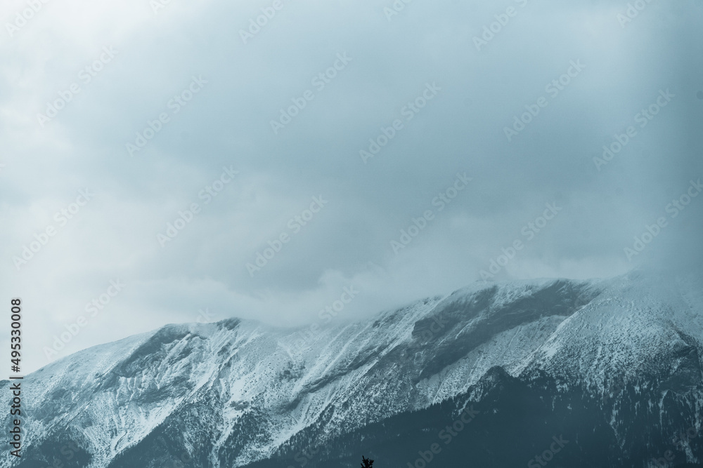 Carpathian winter. Tatra mountains in cold winter scenery, view from Lapszanka Pass