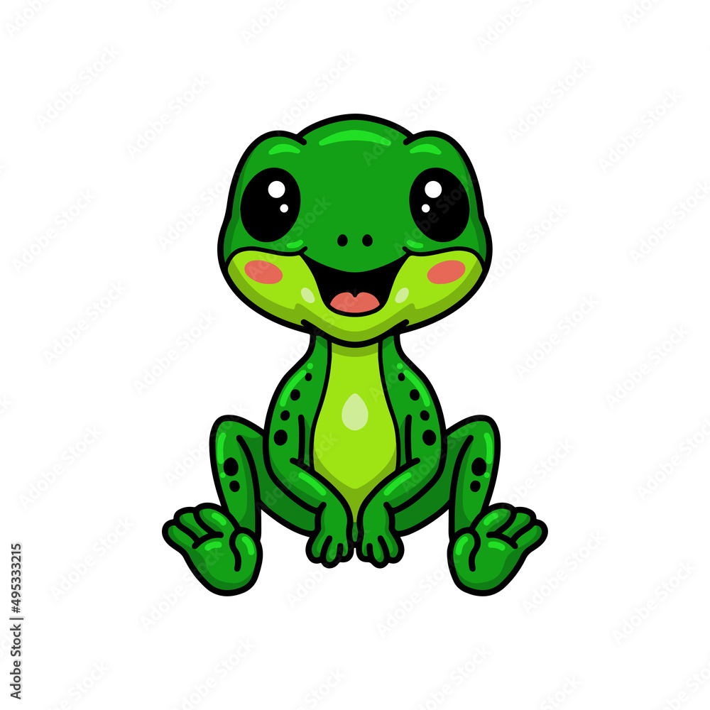 Fototapeta premium Cute little frog cartoon sitting