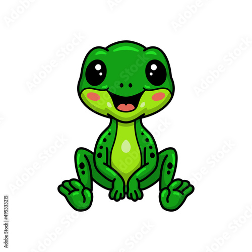 Cute little frog cartoon sitting