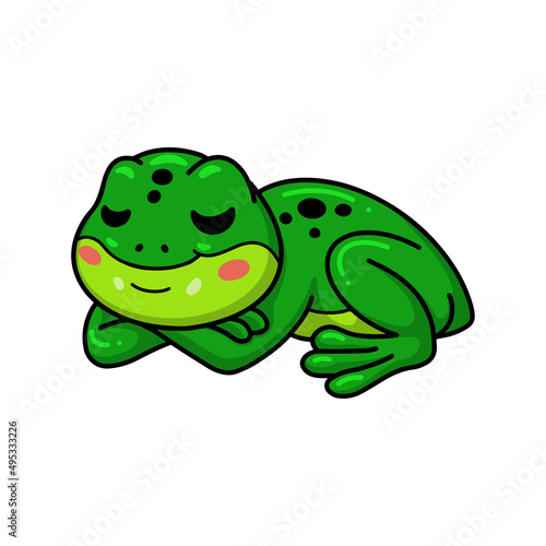 Cute little frog cartoon sleeping