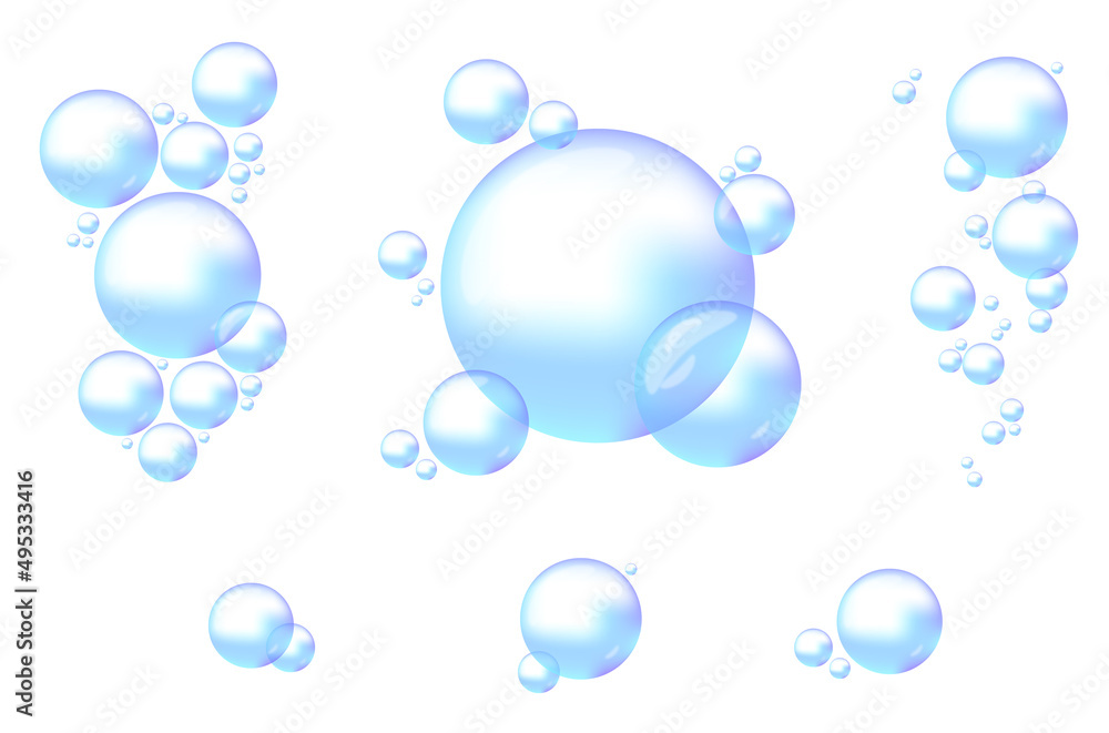 青のバブル　水泡　シャボン玉