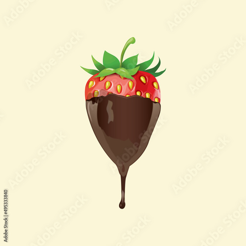 strawberry with chocolate vector illustration