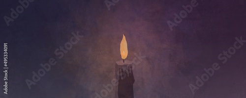 Burning candle, symbolic of Maundy Thursday, Service of Shadows, or Tenebrae. Symbolic of the Passion of the Christ