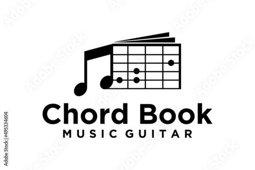 Guitar Chord Magazine Book, Music School Lesson Education logo design
