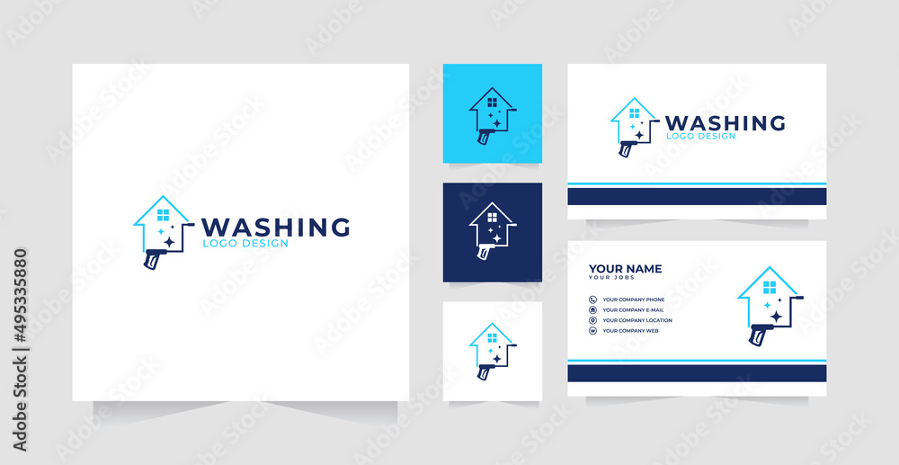 Washing logo design inspiration and business card Washing logo design inspiration and business card