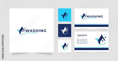 Washing logo design inspiration and business card