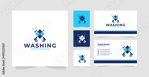 Washing logo design inspiration and business card