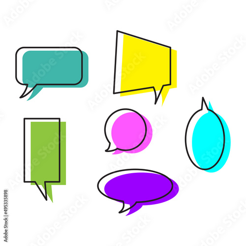 Cartoon color messages. Dialog, chat speech bubble. Business icon. Message bubble. Vector illustration. stock image. 