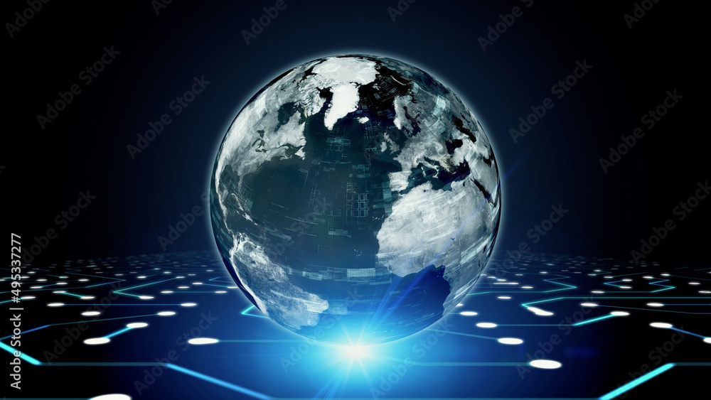 Earth and electronic circuits. Global network. Earth and electronic circuits. Global network.