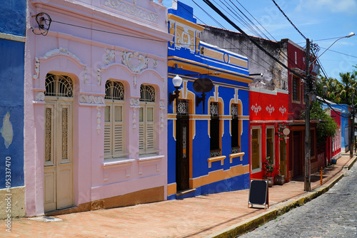 Historic street view of Olinda, UNESCO World Heritage Site, Pernambuco, Brazil, South America © juerginho