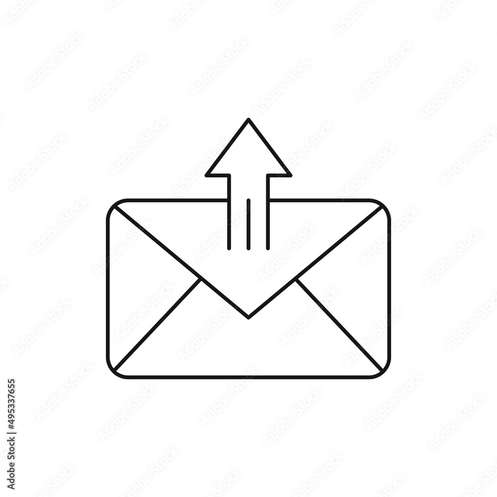 Outgoing message icon design isolated on white background Outgoing message icon design isolated on white background