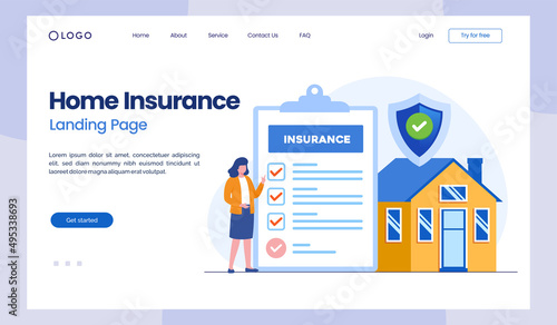 real estate insurance, protection concept, umbrella, landing page flat illustration vector template