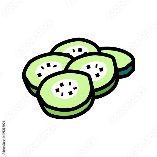 chopped cucumber color icon vector. chopped cucumber sign. isolated symbol illustration