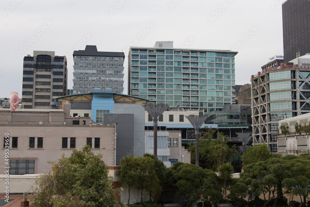 Wellington skyscrapers at city center, New Zealand.