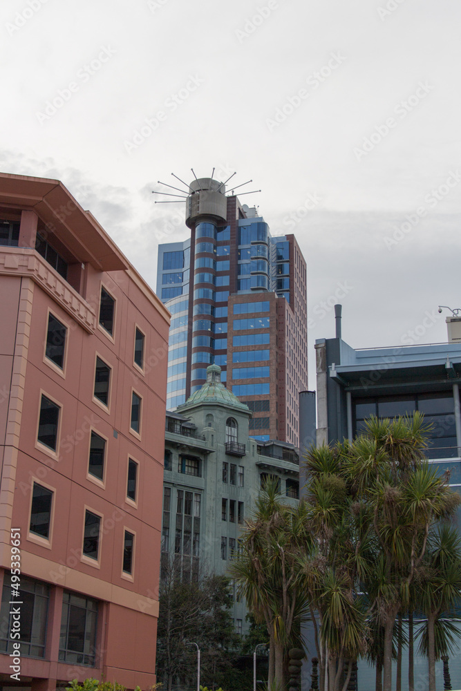 Wellington skyscrapers at city center, New Zealand.