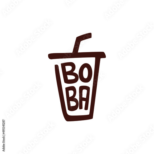 boba logo. boba drinks logo design