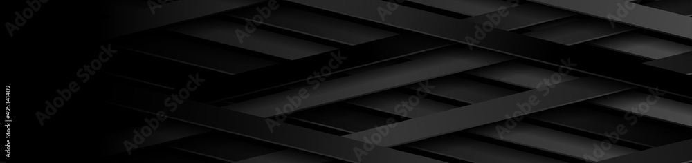 Black stripes abstract technology geometric background. Vector banner design